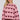 Heart Knit Pullover fra A-View med hjertemønster i bordeaux og rosa, vist på modell forfra mot hvit bakgrunn.