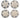 Eimy Plate Blue fra Creative Collection by Bloomingville – fire ulike håndmalte motiver i blått vist samlet, tallerkenene selges enkeltvis.